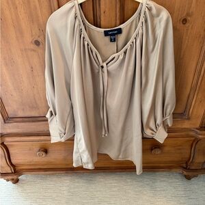 Karen Kane Women's Beige Blouse with Tie Neck